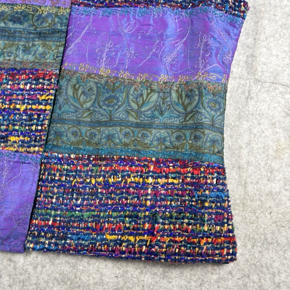 Vintage Coldwater Creek Purple Patchwork Tapestry Vest Womens L Jacquard Boho - Picture 3 of 12